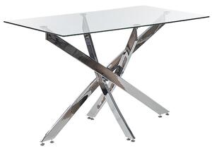 Matbord med glasskiva 120 x 70 cm Silver MARAMO Beliani