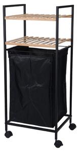 Bathroom Solutions Förvaringshylla med 2 hyllor och tvättkorg bambu