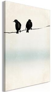 Canvas Tavla - Frozen Sparrows Vertical - 40x60