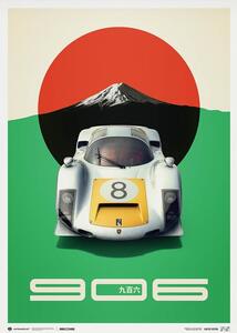 Konsttryck Porsche 906 - Japanese GP - 1967 - White, Automobilist