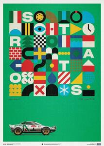 Konsttryck Lancia Stratos HF - Green - Alitalia - 1974 - Limited Poster, Automobilist