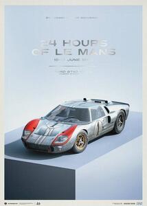 Konsttryck Ford GT40 - P/1015 - 24H Le Mans - 1966, Automobilist