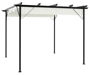 Pergola med indragbart tak gräddvit 3x3 m stål