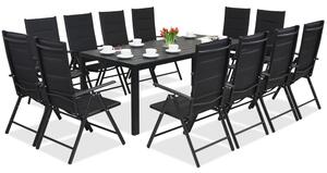Trädgårdsmöbler i aluminium polywood med stort bord Verona för 12 personer Garden Point svarta