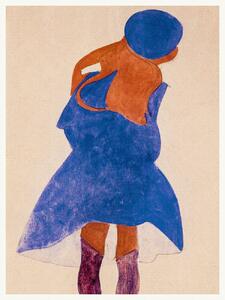 Konsttryck Girl in a Blue Coat (Female Portrait) - Egon Schiele, (30 x 40 cm)