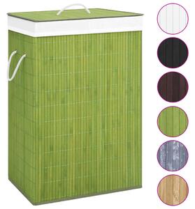 Tvättkorg bambu med 2 sektioner grön 72 L