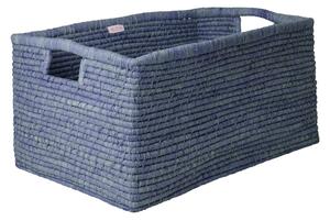 Rice - Rectangular Raffia Basket - Extra Large And Long - Förvaringslådor - Blue - 30x60x40cm