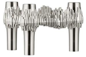 STOFF - Quist Candle holder - Ljusstake - Brushed Crome - H6,8 x W10,8 x D10,3 cm