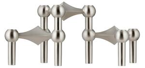 STOFF - Nagel Candle Holder - Ljusstake - Brushed chrome (Sæt á 3 stk.) - H6,9 cm Ø10,2 cm