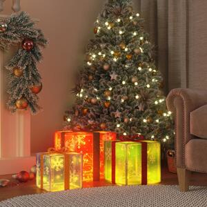 Juldekoration med belysning julklappar 3 st 64 LED varmvit