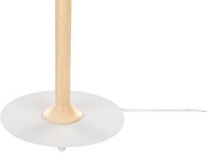 Bordslampa Vit Metallskärm Ek Träram Minimalistisk Skandinavisk Stil Beliani