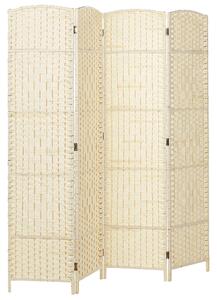 Rumsavdelare Beige papper rep poppel trä ram 4 paneler fällbara dekorativa skärm partition vardagsrum sovrum traditionell design Beliani