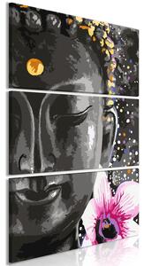 Canvas Tavla - Buddha and Flower (3 delar) Vertical - 60x90
