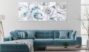 Canvas Tavla - Satin Rose (5 delar) Narrow Turquoise - 225x90