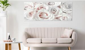 Canvas Tavla - Satin Rose (5 delar) Narrow Pink - 225x90