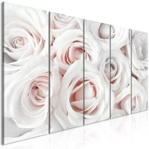 Canvas Tavla - Satin Rose (5 delar) Narrow Pink - 225x90