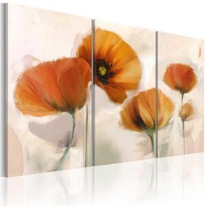 Canvas Tavla - Artistic poppies - triptych - 60x40