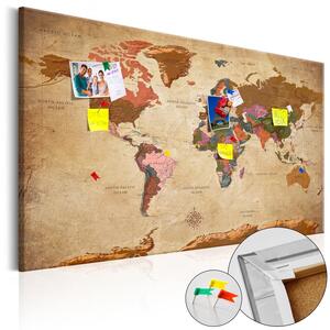 Anslagstavla i kork - World Map: Brown Elegance - 90x60