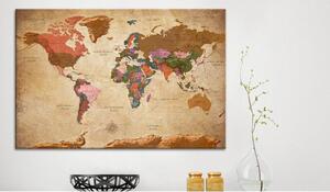Anslagstavla i kork - World Map: Brown Elegance - 90x60