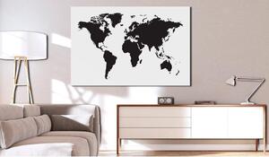 Anslagstavla i kork - World Map: Black & White Elegance - 90x60