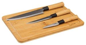 Skärbräda med 3 Knivar - Set - Bambu