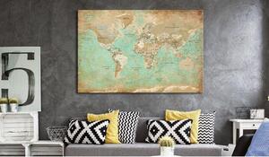 Canvas Tavla - World Map: Celadon Journey - 90x60