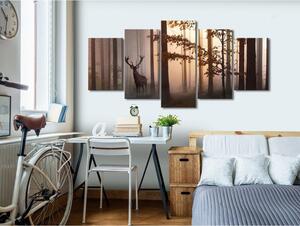 Canvas Tavla - Morning (5 delar) Wide Brown - 200x100