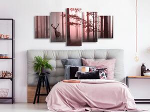 Canvas Tavla - Morning (5 delar) Wide Pink - 200x100