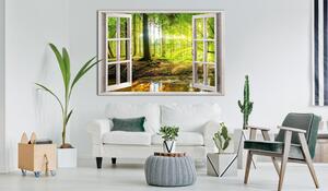 Canvas Tavla - Window: View on Forest - 90x60