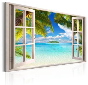 Canvas Tavla - Window: Sea View - 90x60