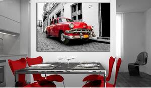 Canvas Tavla - Cuban Classic Car (Red) - 90x60