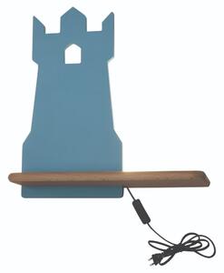 LED Children' s vägglampa med en shelf TOWER LED/4W/230V blå/trä