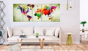 Canvas Tavla - Colourful Continents - 200x80