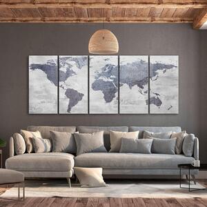 Canvas Tavla - Concrete World Map (5 delar) Narrow - 200x80