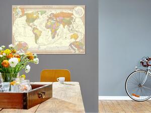 Canvas Tavla - Cream World Map - 90x60