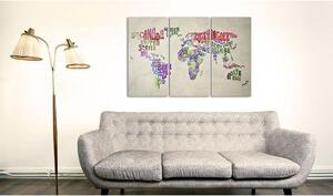Canvas Tavla - Färgglada länder - Triptych - 90x60