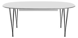 Fritz Hansen - B620 Superellips Utdragbart, Laminat, Vit, Svart pulverlack - Matbord - Bruno Mathsson