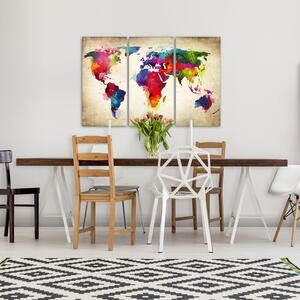 Canvas Tavla - Rainbow Continents - 60x40