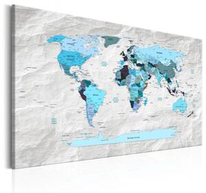 Canvas Tavla - World Map: Blue Pilgrimages - 60x40
