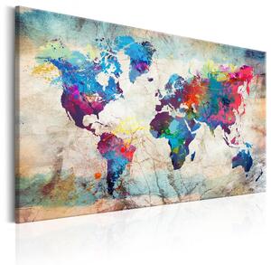 Canvas Tavla - World Map: Colourful Madness - 90x60