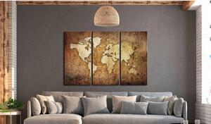 Canvas Tavla - World Map: Brown Texture - 90x60