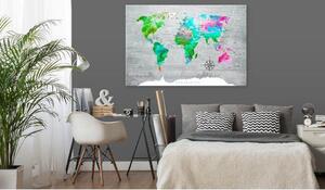 Canvas Tavla - World Map: Green Paradise - 60x40