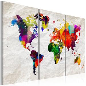 Canvas Tavla - World Map: Rainbow Madness II - 90x60
