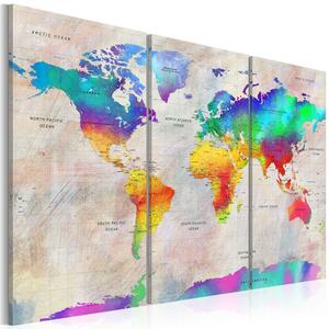Canvas Tavla - World Map: Rainbow Gradient - 90x60
