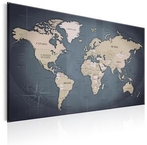 Canvas Tavla - World Map: Shades of Grey - 90x60