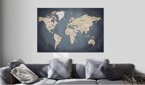 Canvas Tavla - World Map: Shades of Grey - 120x80