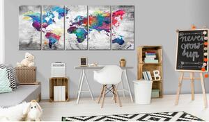 Canvas Tavla - World Map: Spilt Paint - 200x80