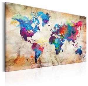 Canvas Tavla - World Map: Urban Style - 90x60