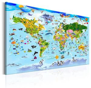 Canvas Tavla - Children's Map: Colourful Travels - 120x80