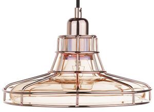 Hängande Lampa Kopparbur Glas Skärm Antik Vintage Stil Taklampa Beliani